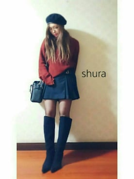 「レンガ色」｜「アイテム（グレー系）」を使った、shuraさん（レディース・160cm）の冬コーディネート