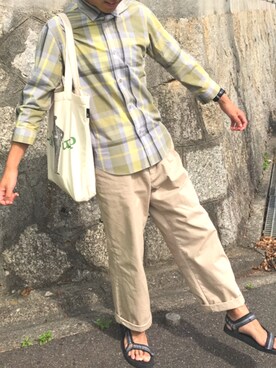 「ROOTOTE（ルートート）のアイテム」を使った、藍森さん（メンズ・175cm）の夏コーディネート