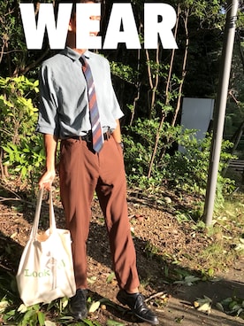 「ROOTOTE（ルートート）のアイテム」を使った、藍森さん（メンズ・175cm）の秋コーディネート