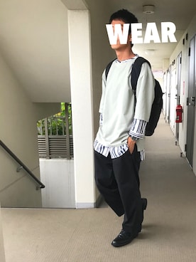 「KICS DOCUMENT.（キクス ドキュメント）のアイテム（トップス）」を使った、藍森さん（メンズ・175cm）の秋コーディネート