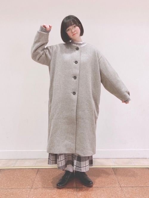 未使用 サマンサモスモス ノーカラー ロングコート 中空糸ウール混コート F 中古・古着通販】Samansa Mos2 (サマンサモスモス) 中空糸ウール