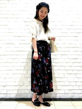「ジーナシス」｜「アイテム（ハンチング/ベレー帽）」を使った、JEANASISららぽーとTOKYO-BAY STAFFさん（レディース・170cm）の春コーディネート