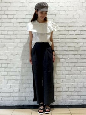 「JEANASIS（ジーナシス）のアイテム（キャスケット）」を使った、JEANASISららぽーとTOKYO-BAY STAFFさん（レディース・170cm）の夏コーディネート