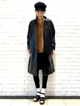 「JEANASIS（ジーナシス）のアイテム（ステンカラーコート）」を使った、JEANASISららぽーとTOKYO-BAY STAFFさん（レディース・170cm）の秋コーディネート
