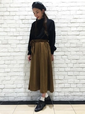 「ジーナシス」｜「アイテム（ハンチング/ベレー帽）」を使った、JEANASISららぽーとTOKYO-BAY STAFFさん（レディース・170cm）の秋コーディネート