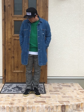 「ショップコート」｜「アイテム（デニムジャケット）」を使った、rinozu-kaさん（メンズ・168cm）の春コーディネート
