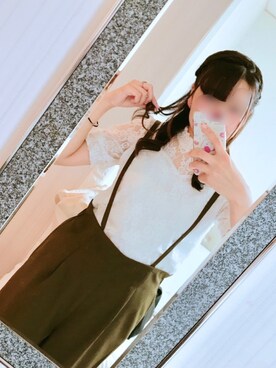 「カーキ×ホワイト」｜「アイテム（Tシャツ/カットソー）」を使った、*erieさん（レディース・162cm）の春コーディネート