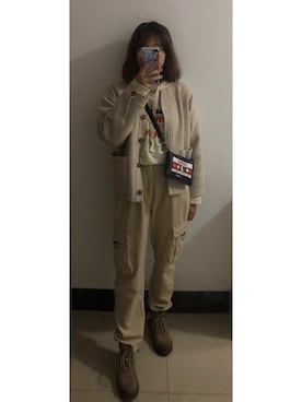「PULL&BEAR（プルアンドベア）のアイテム（チノパンツ）」を使った、Nekyoさん（レディース・160cm）の秋コーディネート