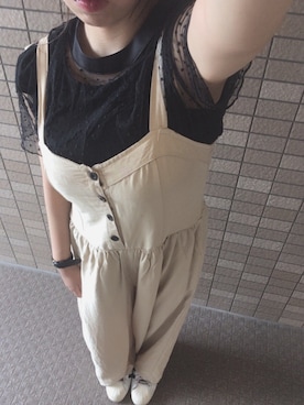 「アイテム（つなぎ/オールインワン、ベージュ系）」を使った、piさん（レディース・150cm）の秋コーディネート