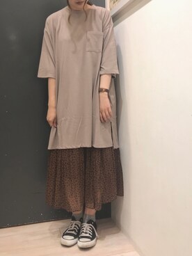 「ポケットＴシャツ」｜「アイテム（チュニック）」を使った、𝕒𝕪𝕒𝕘𝕠𝕟 *さん（レディース・164cm）の夏コーディネート