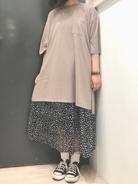 「ポケットＴシャツ」｜「アイテム（チュニック）」を使った、𝕒𝕪𝕒𝕘𝕠𝕟 *さん（レディース・164cm）の夏コーディネート