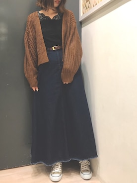 「ざっくりニットカーディガン」｜𝕒𝕪𝕒𝕘𝕠𝕟 *さん（レディース・164cm）の秋コーディネート