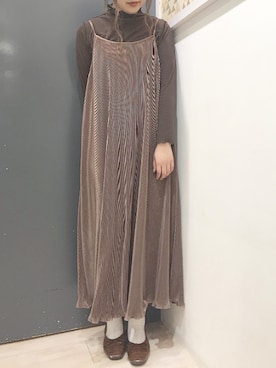 「Green　Parks（グリーンパークス）のアウトメローロックハイネックカットインナー＊（Tシャツ/カットソー）」を使った、𝕒𝕪𝕒𝕘𝕠𝕟 *さん（レディース・164cm）の秋コーディネート