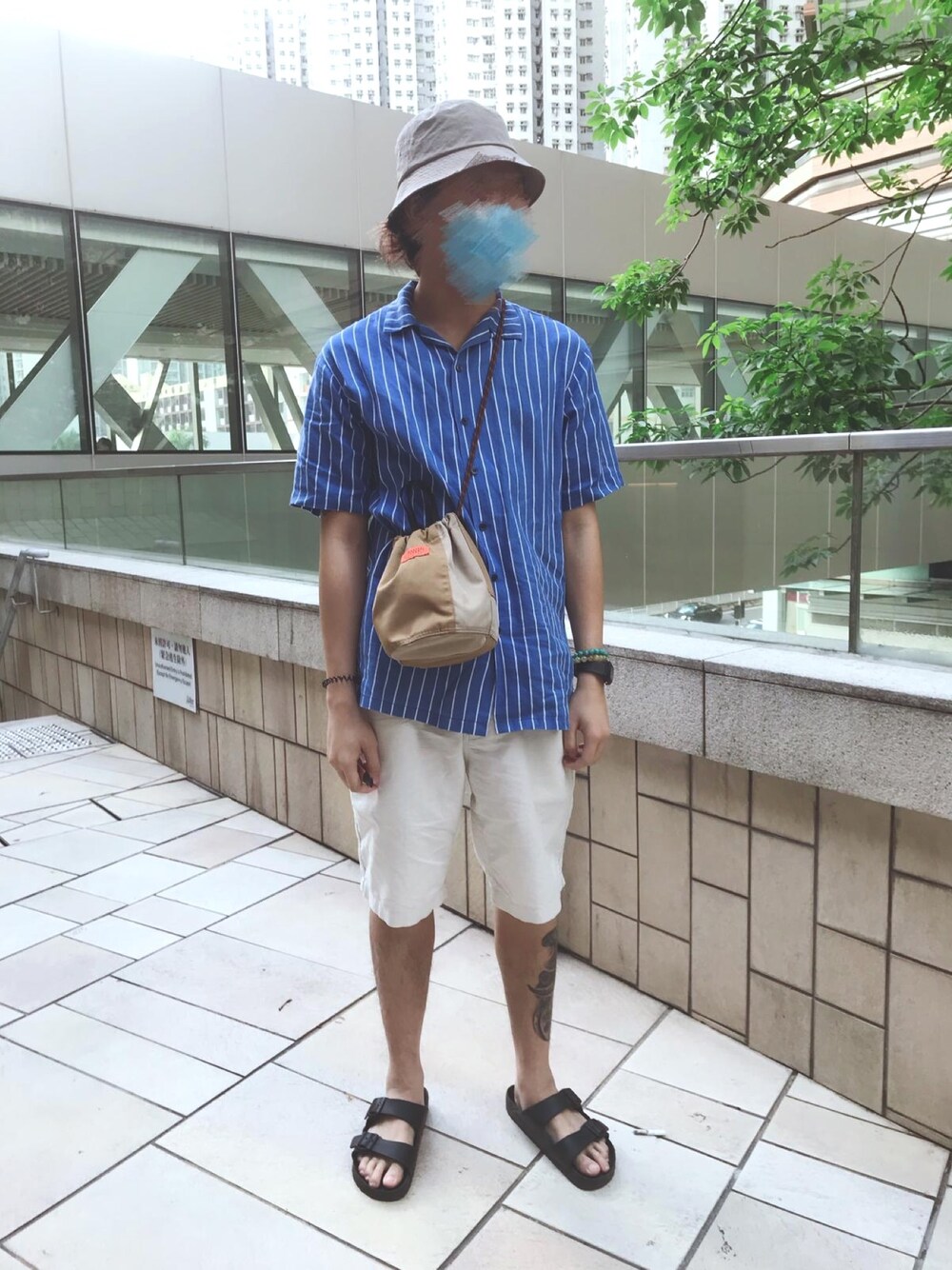 「niko and...のアイテム（ショルダーバッグ、ベージュ系）」を使った、natsuki さん（メンズ・178cm）の夏コーディネートの1枚目の写真