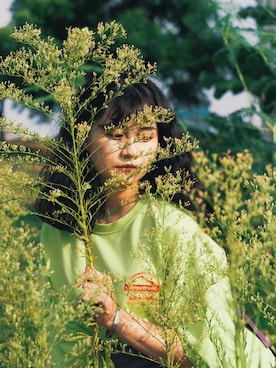 「自有品牌のアイテム（Tシャツ/カットソー、その他）」を使った、一米五小隻女さん（レディース・152cm）の夏コーディネート