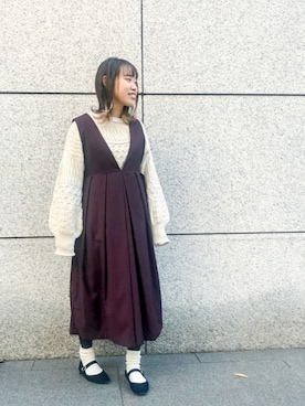 「Yves Saint Laurent（イヴサンローラン）のアイテム（腕時計）」を使った、ナオコさん（レディース・156cm）の冬コーディネート