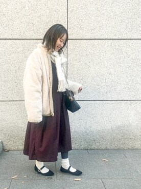 ワンピース パープル系 を使った モコモコアウター のコーディネート一覧 Wear