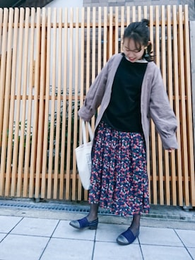 「ハーフアップ」｜「アイテム（ジャケット/アウター）」を使った、ナオコさん（レディース・155cm）の秋コーディネート