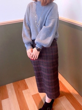 「タータンチェック」｜「アイテム（アナログ腕時計）」を使った、nonaさん（レディース・152cm）の秋コーディネート
