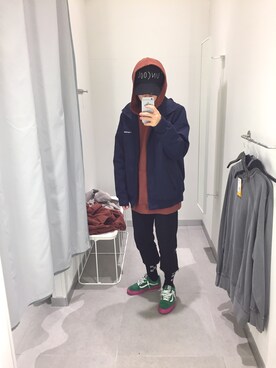 「TOMMY（トミー）のアイテム（ナイロンジャケット）」を使った、スリーさん（メンズ・169cm）の冬コーディネート
