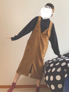 「出勤コーデ」｜「アイテム（オールインワン・サロペット）」を使った、絹衣さん（レディース・165cm）の冬コーディネート