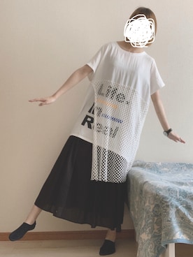 「カメラ女子」｜「アイテム（スカート）」を使った、絹衣さん（レディース・165cm）の夏コーディネート