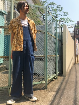 「チャックテイラー」｜「アイテム（サロペット/オーバーオール）」を使った、KEN MATSUMOTO さん（メンズ・178cm）の夏コーディネート