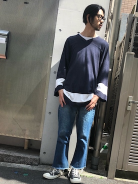 「EU,US CONVERSE（イーユーユーエスコンバース）のアイテム」を使った、KEN MATSUMOTO さん（メンズ・178cm）の夏コーディネート