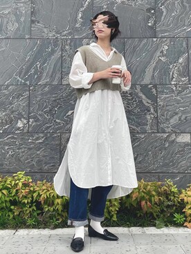 「インスタやってます」｜「アイテム（シャツワンピース）」を使った、pino.さん（レディース・171cm）の春コーディネート