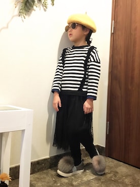 「MONCLER（モンクレール）のアイテム（ダウンジャケット/コート）」を使った、t-kさん（キッズ・110cm）の冬コーディネート