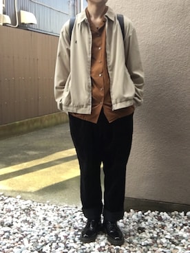 「アースカラー」｜「アイテム（ブルゾン）」を使った、beanさん（メンズ・176cm）の秋コーディネート