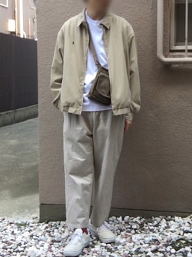 「UNIQLO（ユニクロ）のエアリズムコットンオーバーサイズTシャツ（5分袖）（Tシャツ/カットソー）」を使った、beanさん（メンズ・176cm・20代）の春コーディネート