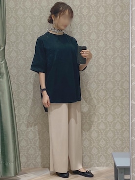 「プリーツ」｜「アイテム（チュニック）」を使った、さとさん（レディース・156cm）の春コーディネート