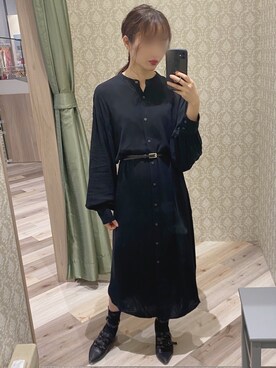 「とろみシャツ」｜「アイテム（ワンピース/ドレス）」を使った、さとさん（レディース・156cm）の夏コーディネート