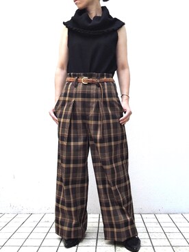 「B7（ベーセッツ）のアイテム（パンツ）」を使った、タイラさん（レディース・152cm）の秋コーディネート