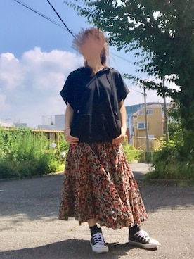 「プリントスカート」｜タイラさん（レディース・153cm・30代）の夏コーディネート