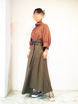 「スタンドブラウス」｜タイラさん（レディース・152cm）の春コーディネート
