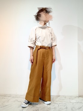 「透け素材」｜「アイテム（シャツ/ブラウス）」を使った、タイラさん（レディース・152cm）の夏コーディネート