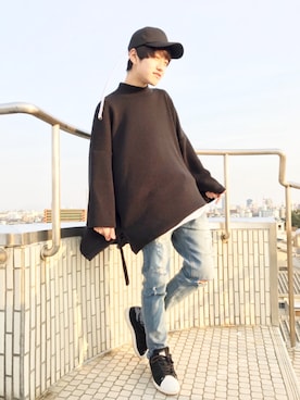 「CASPER JOHN」｜「アイテム（キャップ）」を使った、iyadaさん（メンズ・173cm）の冬コーディネート