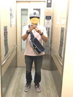 「アイテム（ボディバッグ/ウエストポーチ、ブルー系）」を使った、TJさん（メンズ・165cm）の夏コーディネート