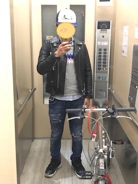 「Saint Laurent」｜「アイテム（キャップ）」を使った、TJさん（メンズ・165cm）の冬コーディネート