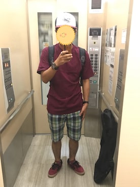 「VOLCOM」｜「アイテム（アクセサリー）」を使った、TJさん（メンズ・165cm）の夏コーディネート
