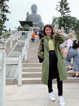 「PUMA（プーマ）のアイテム（スニーカー、ホワイト系）」を使った、CHIUさん（レディース・164cm）の冬コーディネート