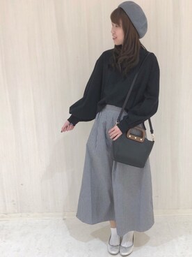 「Green　Parks（グリーンパークス）の・ウッドハンドルショルダ-バッグ（ショルダーバッグ）」を使った、hasumin🐱さん（レディース・167cm）の冬コーディネート