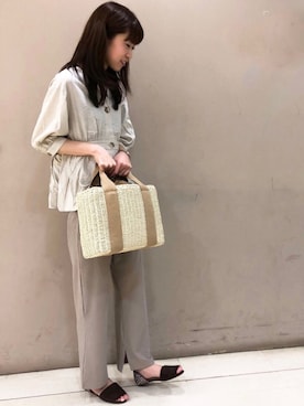 「アイテム（レギンス/スパッツ、ベージュ系）」を使った、hasumin🐱さん（レディース・167cm）の春コーディネート