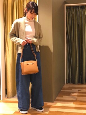 「Green　Parks（グリーンパークス）のビット金具付きミニショルダーバッグ＊（ショルダーバッグ）」を使った、hasumin🐱さん（レディース・167cm）の冬コーディネート