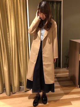 「Green　Parks（グリーンパークス）のアイテム（トレンチコート）」を使った、hasumin🐱さん（レディース・167cm）の冬コーディネート