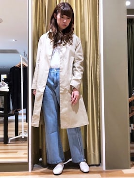 「Green　Parks（グリーンパークス）のアイテム（ステンカラーコート）」を使った、hasumin🐱さん（レディース・167cm）の春コーディネート