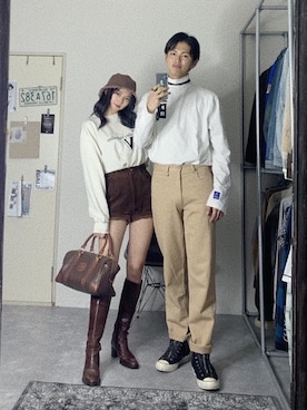 「Yves Saint Laurent（イヴサンローラン）のアイテム（パンツ）」を使った、まりいさん（メンズ・182cm）の秋コーディネート