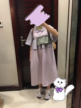 「merry jenny（メリージェニー）のアイテム（シャツワンピース）」を使った、双崽さん（レディース・160cm）の夏コーディネート